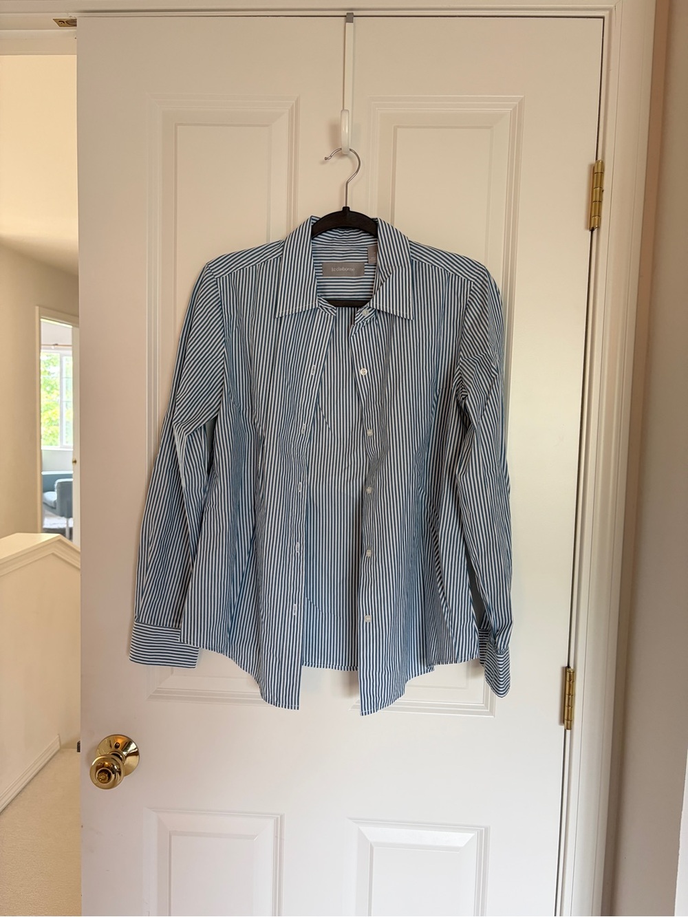 Liz Claiborne Blue and White Pinstripe Dress Shirt